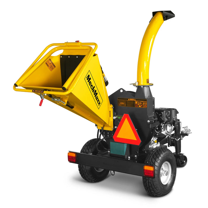 MechMaxx P4205 5-Inch Disc Wood Chipper – KOHLER Command PRO 429cc 14HP E-Start Gas Engine with Taillight & Towbar