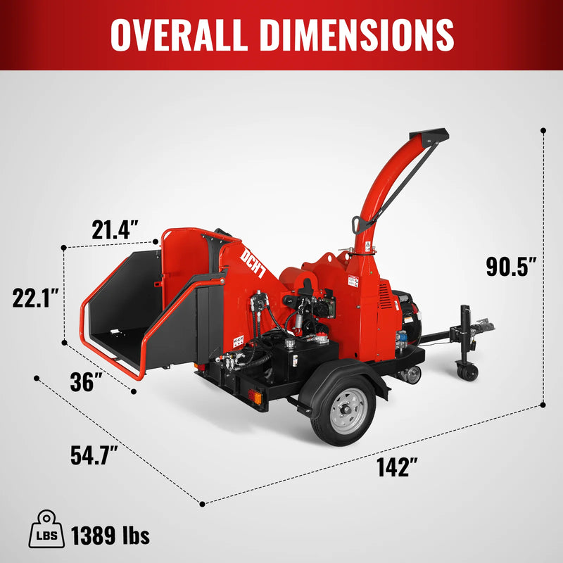 MechMaxx DCH7 7-Inch Disc Wood Chipper – HONDA GX690 688cc Gas Engine with Hydraulic Feeding & Electric Start