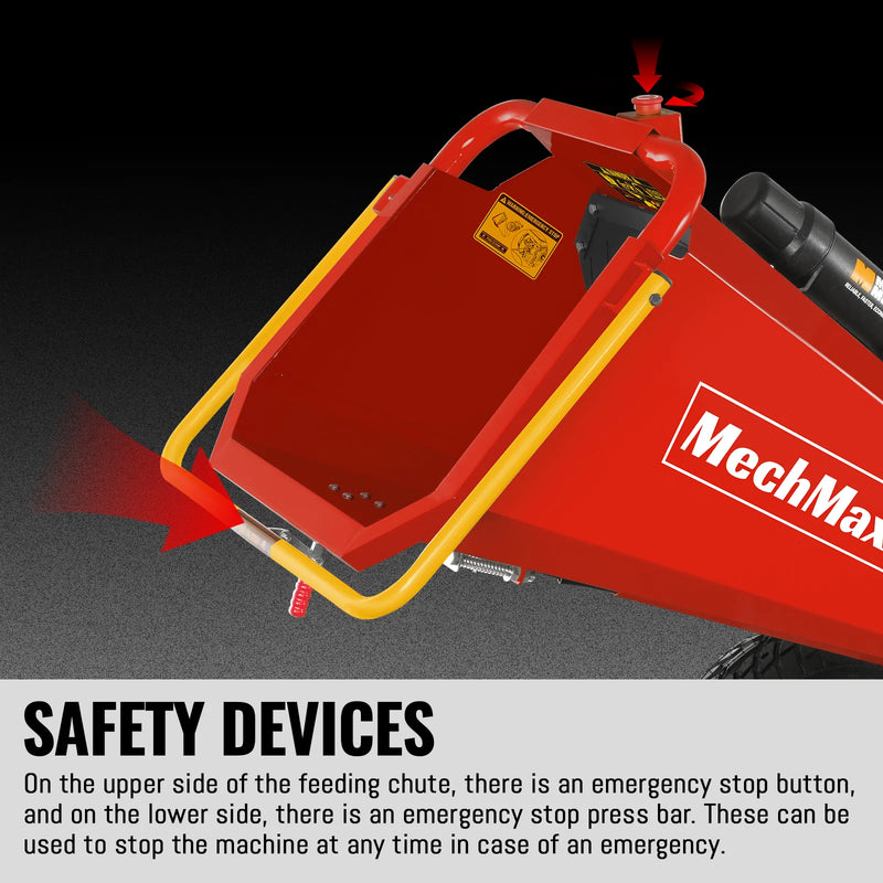 MechMaxx P4206 6-Inch Drum Wood Chipper – B&S Vanguard 408cc 14HP Gas Engine with Electric Start