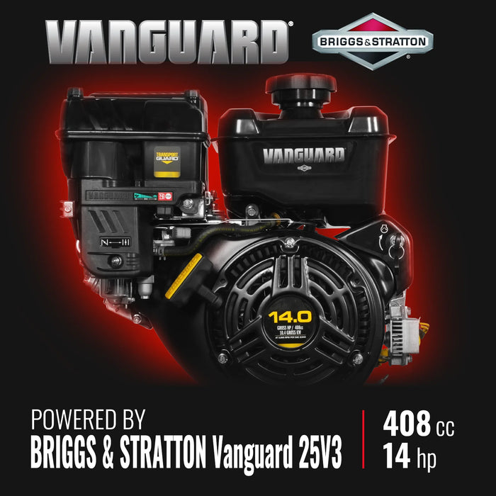 MechMaxx P4206 6-Inch Drum Wood Chipper – B&S Vanguard 408cc 14HP Gas Engine with Electric Start