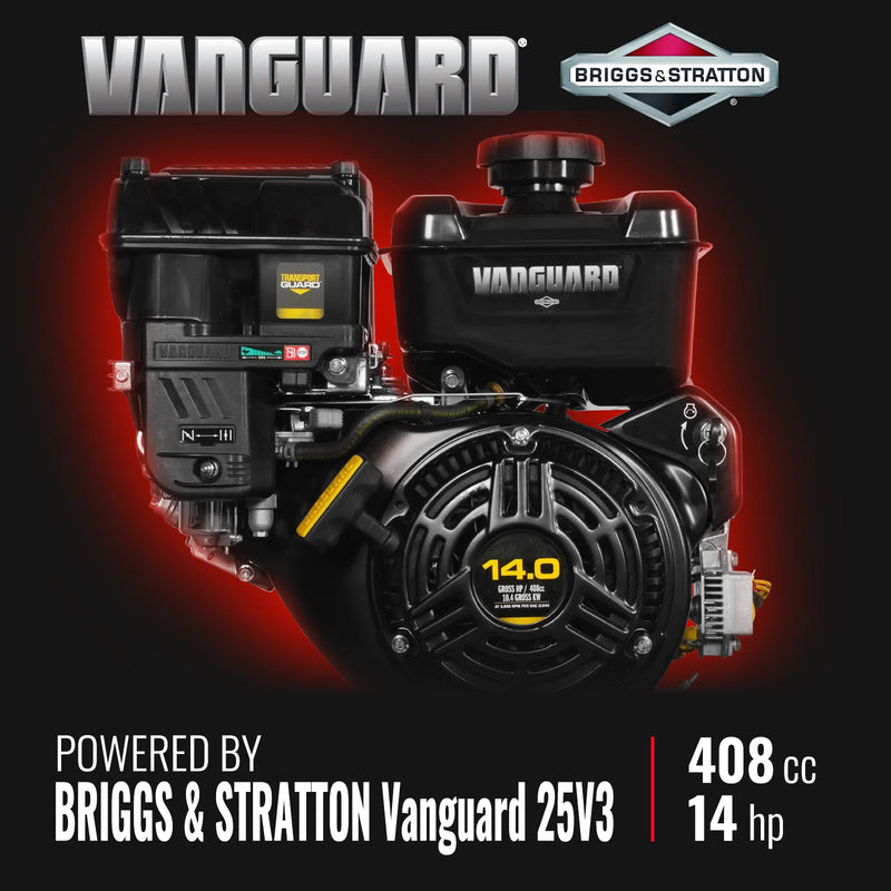 MechMaxx P4206 6-Inch Drum Wood Chipper – B&S Vanguard 408cc 14HP Gas Engine with Electric Start