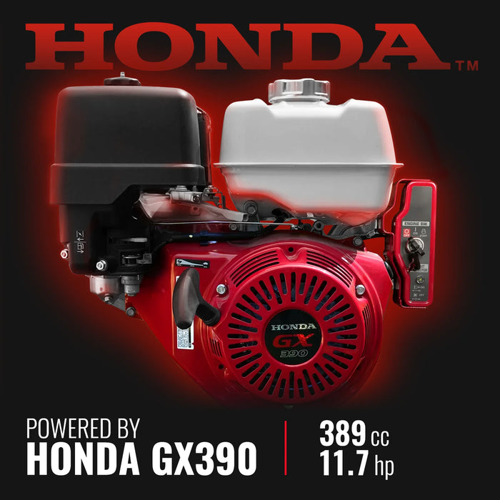 MechMaxx B150 6-Inch Drum Wood Chipper – Honda GX390 Gas Engine with Electric Start & Taillight