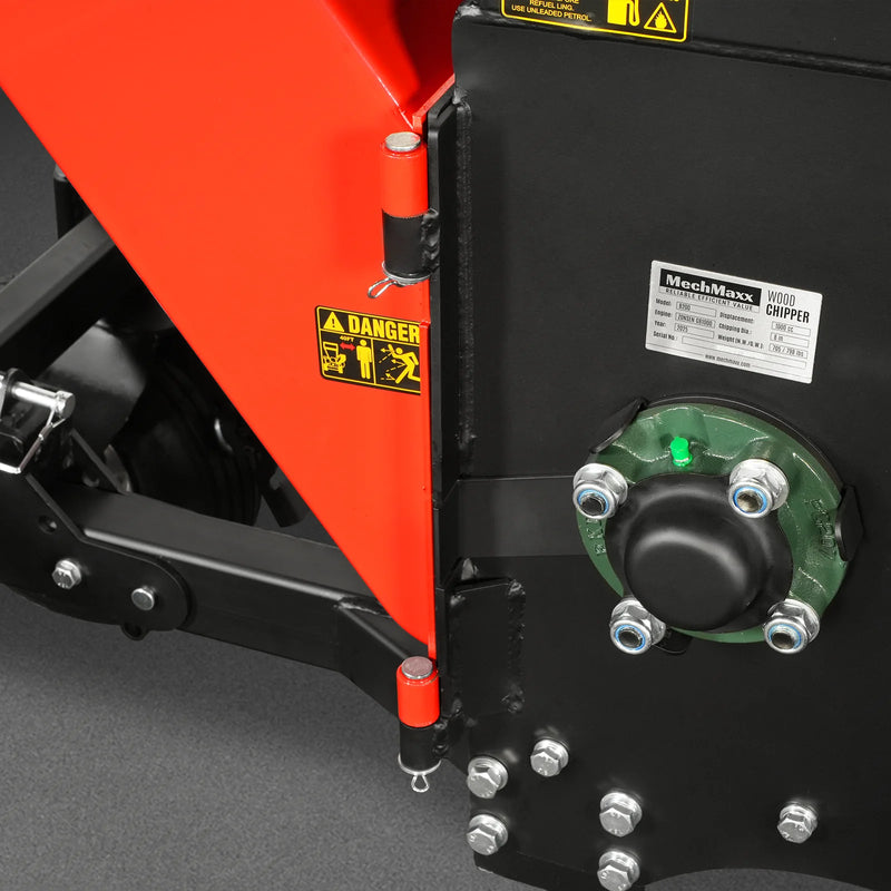 MechMaxx B200 8-Inch Drum Wood Chipper – ZONSEN 1000cc 35HP Gas Engine with Electric Start & Taillight