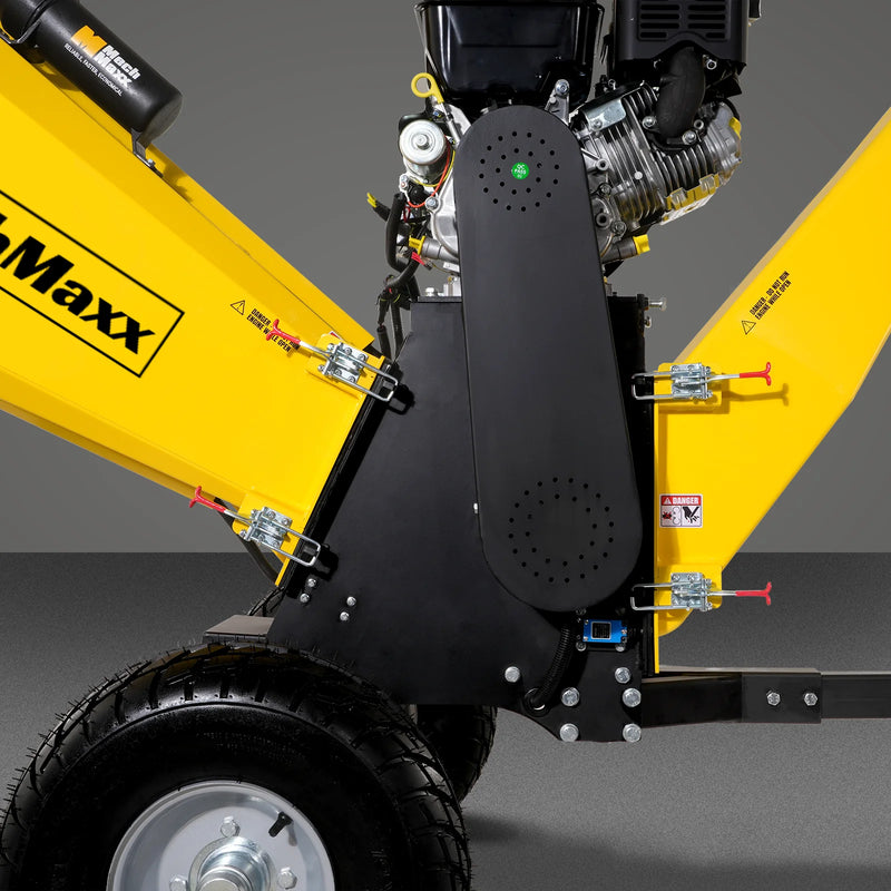MechMaxx P4206 6-Inch Drum Wood Chipper – B&S Vanguard 408cc 14HP Gas Engine with Electric Start