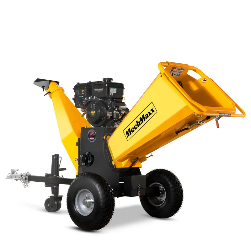 MechMaxx P4206 6-Inch Drum Wood Chipper – B&S Vanguard 408cc 14HP Gas Engine with Electric Start