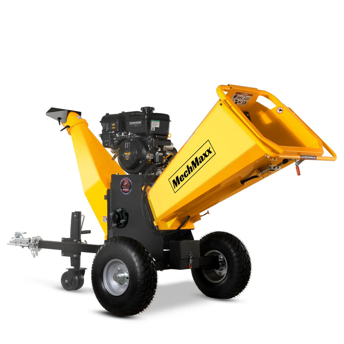 MechMaxx P4206 6-Inch Drum Wood Chipper – B&S Vanguard 408cc 14HP Gas Engine with Electric Start
