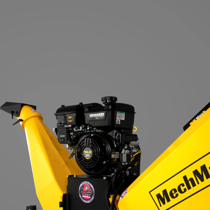 MechMaxx P4206 6-Inch Drum Wood Chipper – B&S Vanguard 408cc 14HP Gas Engine with Electric Start