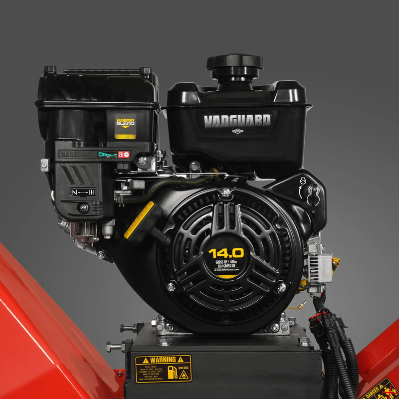 MechMaxx P4206 6-Inch Drum Wood Chipper – B&S Vanguard 408cc 14HP Gas Engine with Electric Start