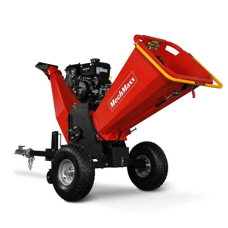 MechMaxx P4206 6-Inch Drum Wood Chipper – B&S Vanguard 408cc 14HP Gas Engine with Electric Start