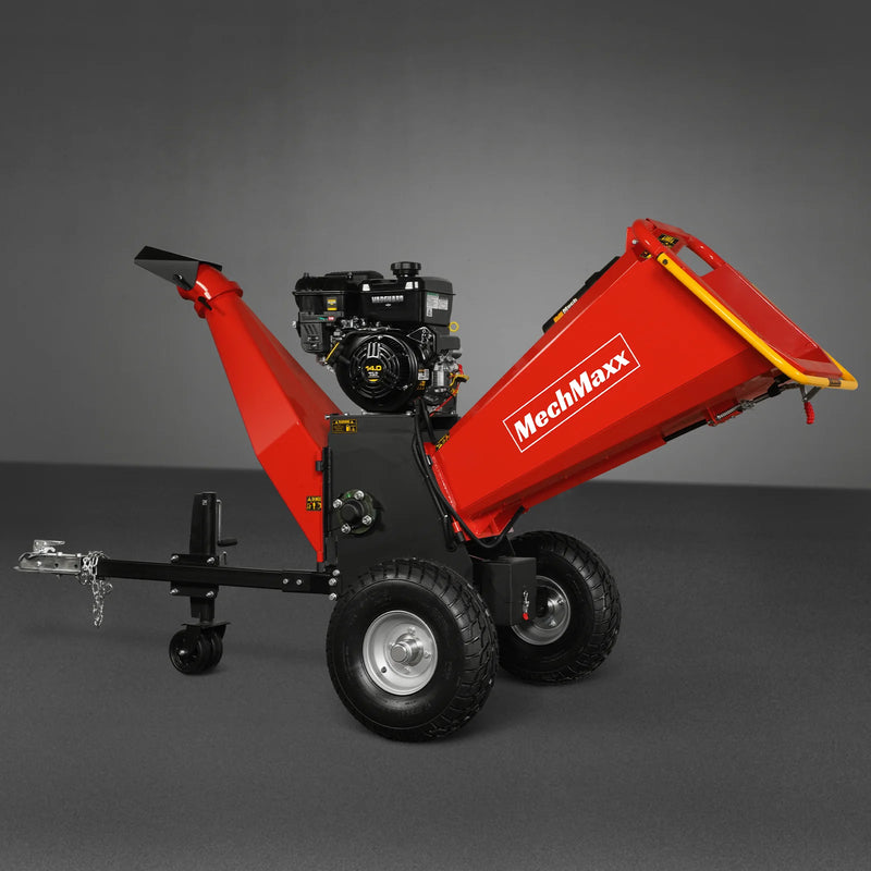 MechMaxx P4206 6-Inch Drum Wood Chipper – B&S Vanguard 408cc 14HP Gas Engine with Electric Start