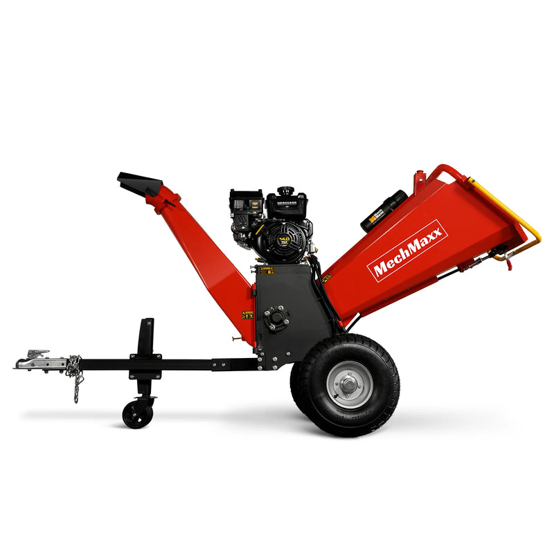 MechMaxx P4206 6-Inch Drum Wood Chipper – B&S Vanguard 408cc 14HP Gas Engine with Electric Start