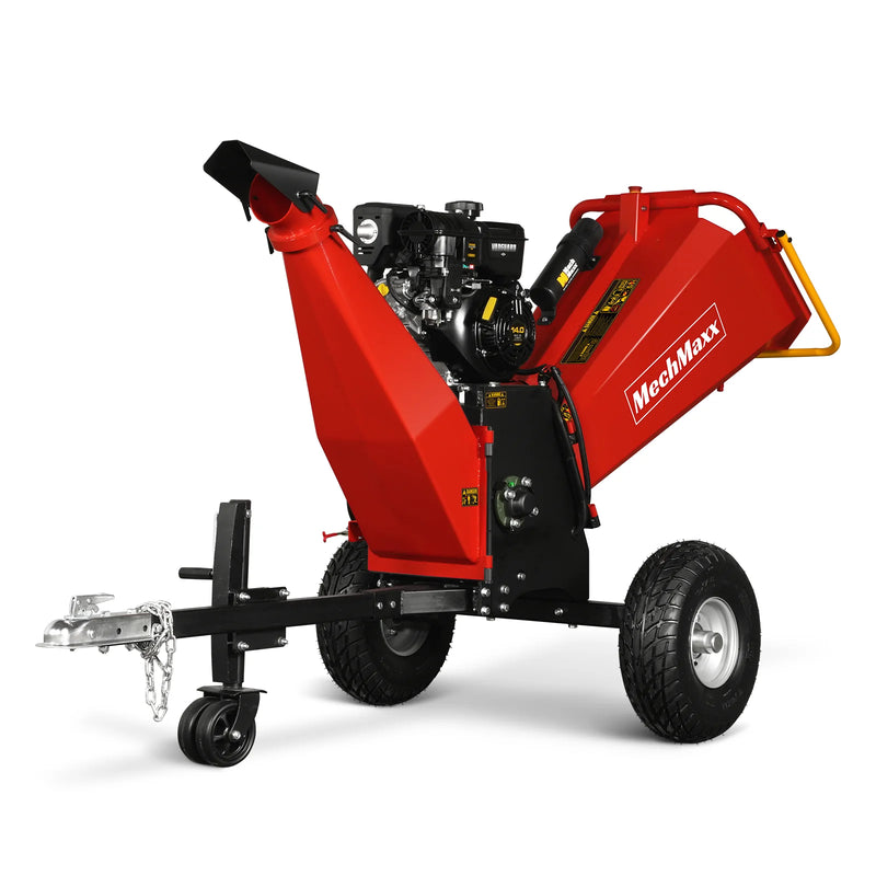 MechMaxx P4206 6-Inch Drum Wood Chipper – B&S Vanguard 408cc 14HP Gas Engine with Electric Start