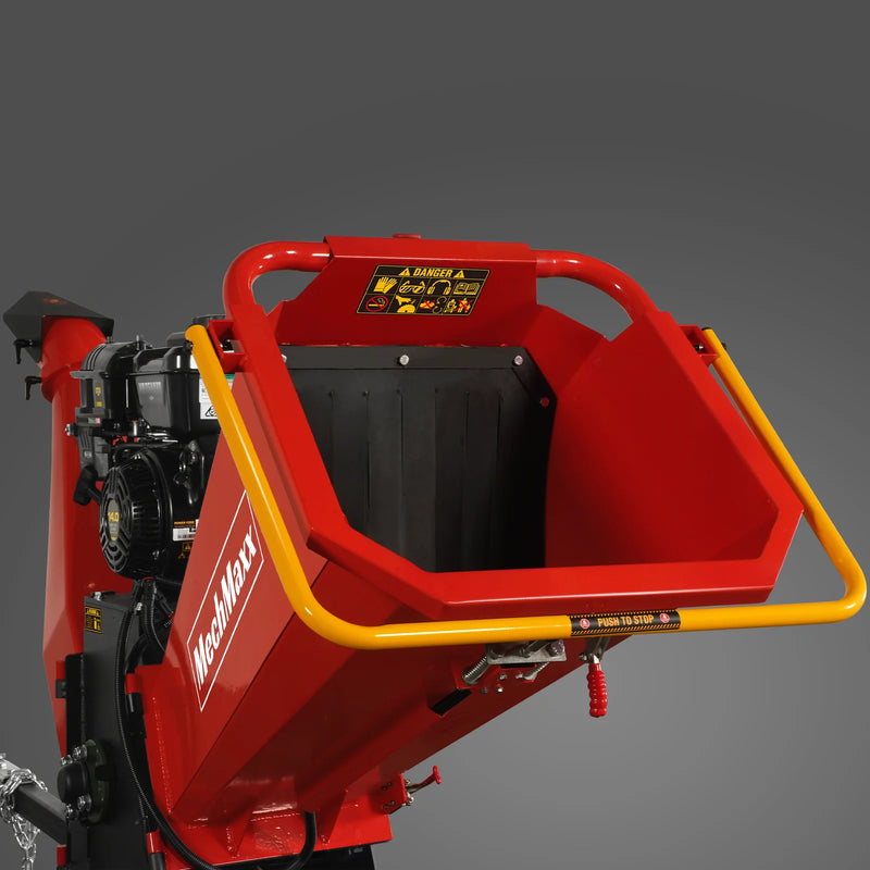 MechMaxx P4206 6-Inch Drum Wood Chipper – B&S Vanguard 408cc 14HP Gas Engine with Electric Start